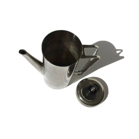 Vintage Art Deco Style Silver Plated Geometric Lines Coffee Teapot 8 1/2” Tall - Picture 6 of 7